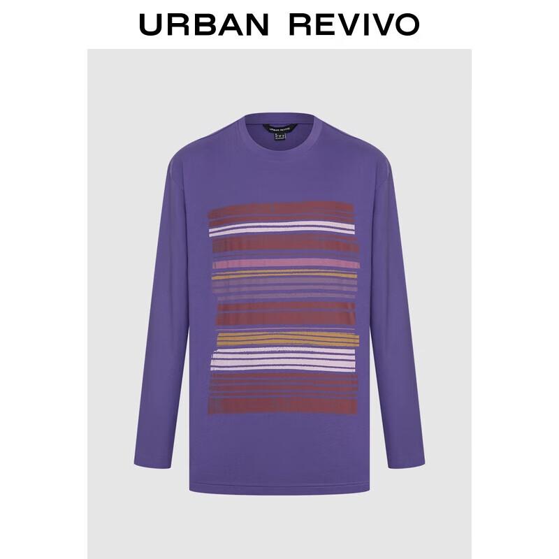 UR Men s Artistic Irregular Stripe Cotton Long-Sleeve T-Shirt L