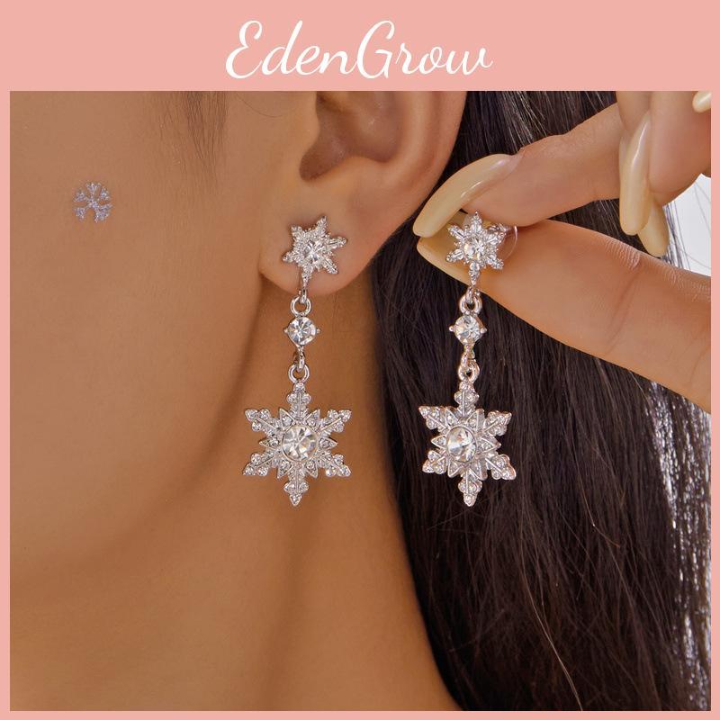 Fairy Style Snowflake Drop Earrings With Pearl Accents For Women Summer Fashion