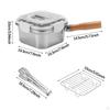 Mini Deep Fryer Pot Food Storage Containers Multifunctional Frying Pan with Basket Square Cooking