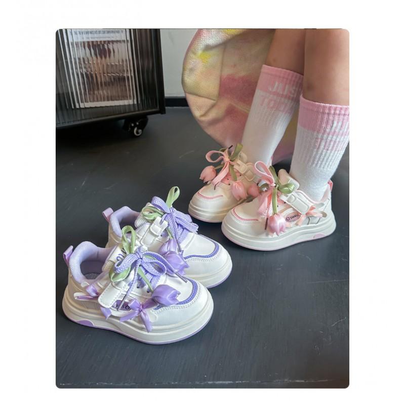 Girls Floral Print Casual Sneakers Comfortable Breathable Low Top Shoes Kids Ages 4-6