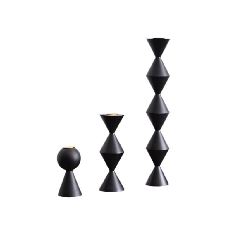 Solid wood candelabra, Roman - style column ornament, artistic dining table atmosphere - decorating candelabra