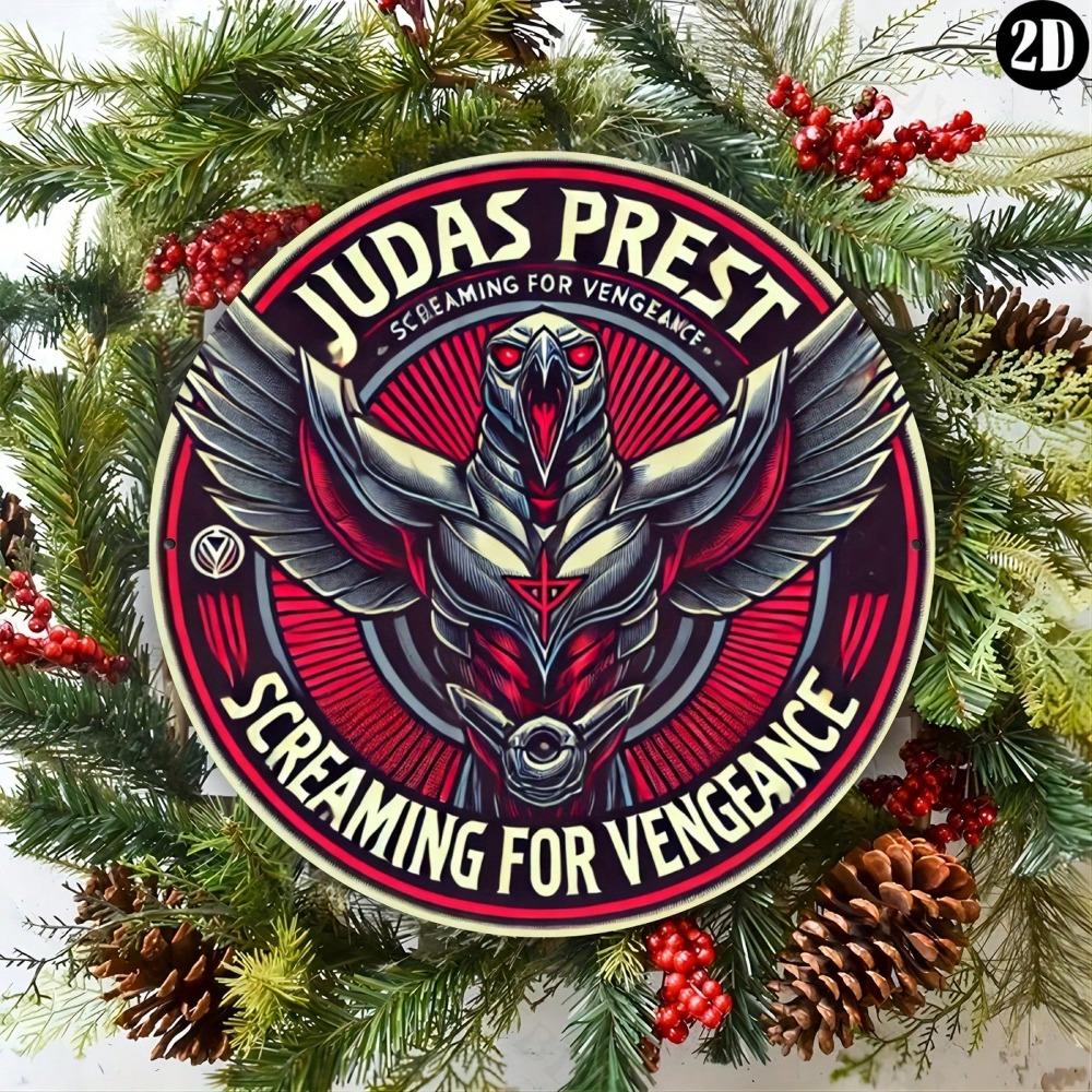 Judas Priest Kulaté kovové nástěnné umění Znamení Hliníková domácí dekorace Hudební dárek
