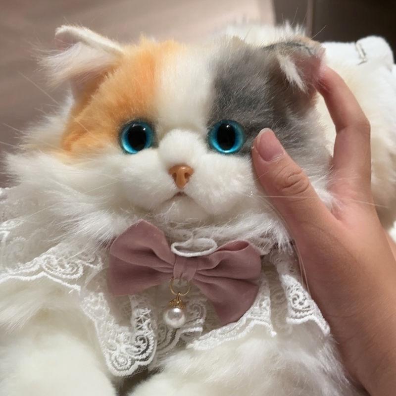 Новий Супер Реалістичний Рюкзак Три Квітки Кішка Чиста Ручна Робота Мила Кішка Плюшева Лялька Сумка для Шопінгу Дорожня Сумка для Зберігання Косметичка Подарунок