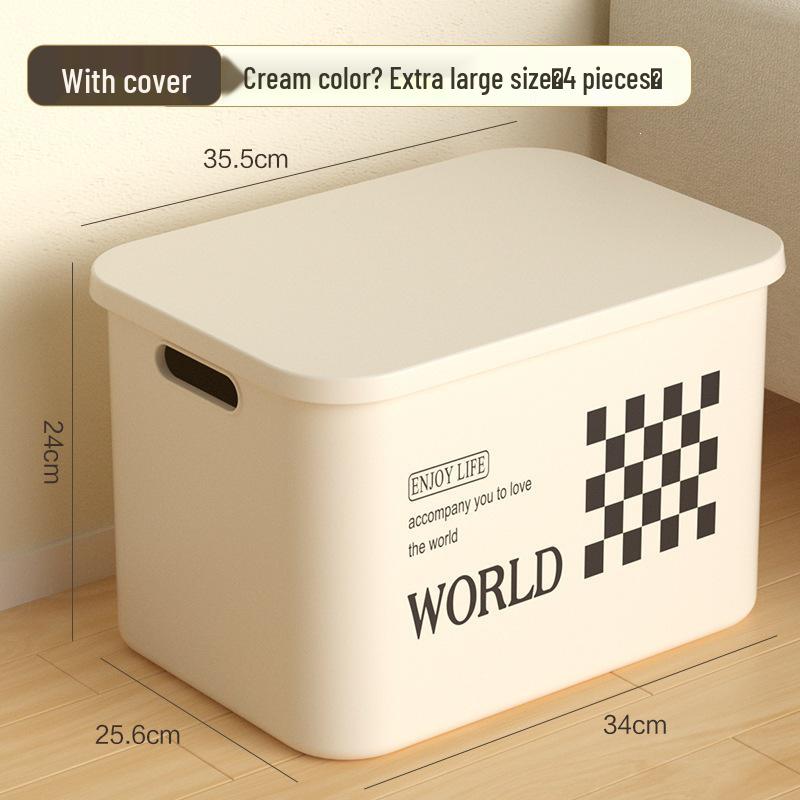 Rectangular Plastic Storage Box with Lid - Home Organizer for Snacks and Sundries