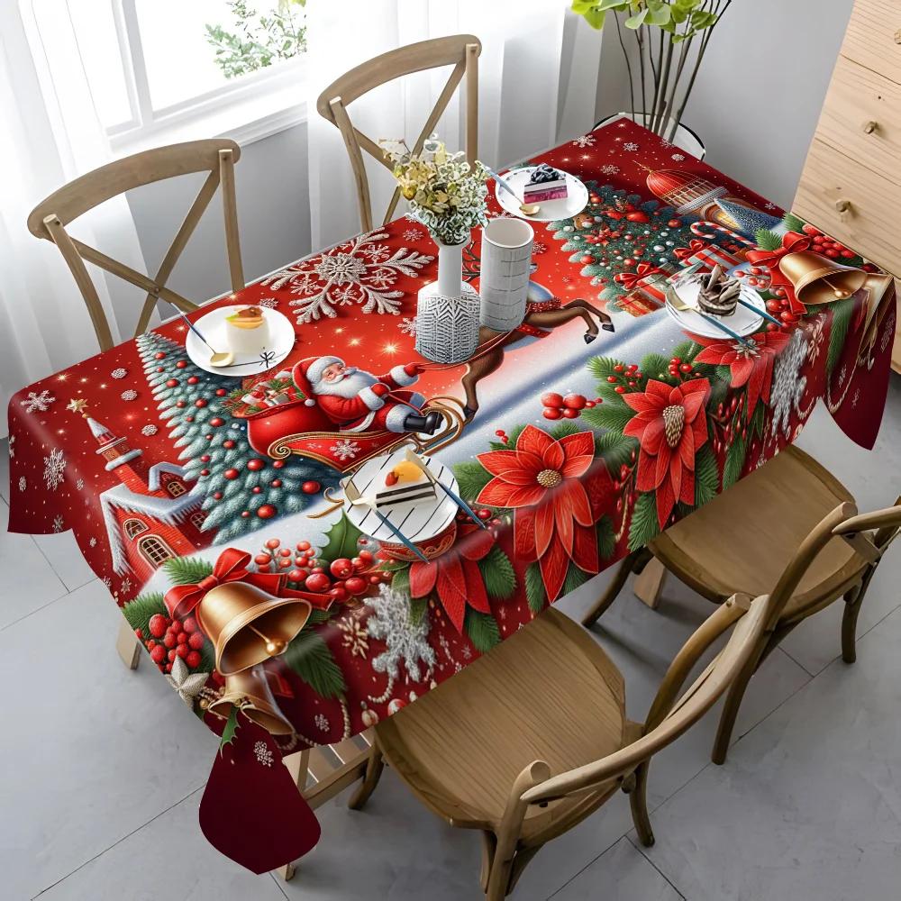 Rectangular Christmas Holiday Pattern Tablecloth Home Use. Printed Tablecloth Festival Party Decoration TV Cabinet Coffee Table