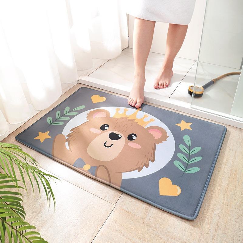 Rabbit Welcome Mat for Front Door Outdoor Entry Print Doormat Non Slip Kitchen Bedroom Footpad Home Indoor Decor Funny Kid Rug