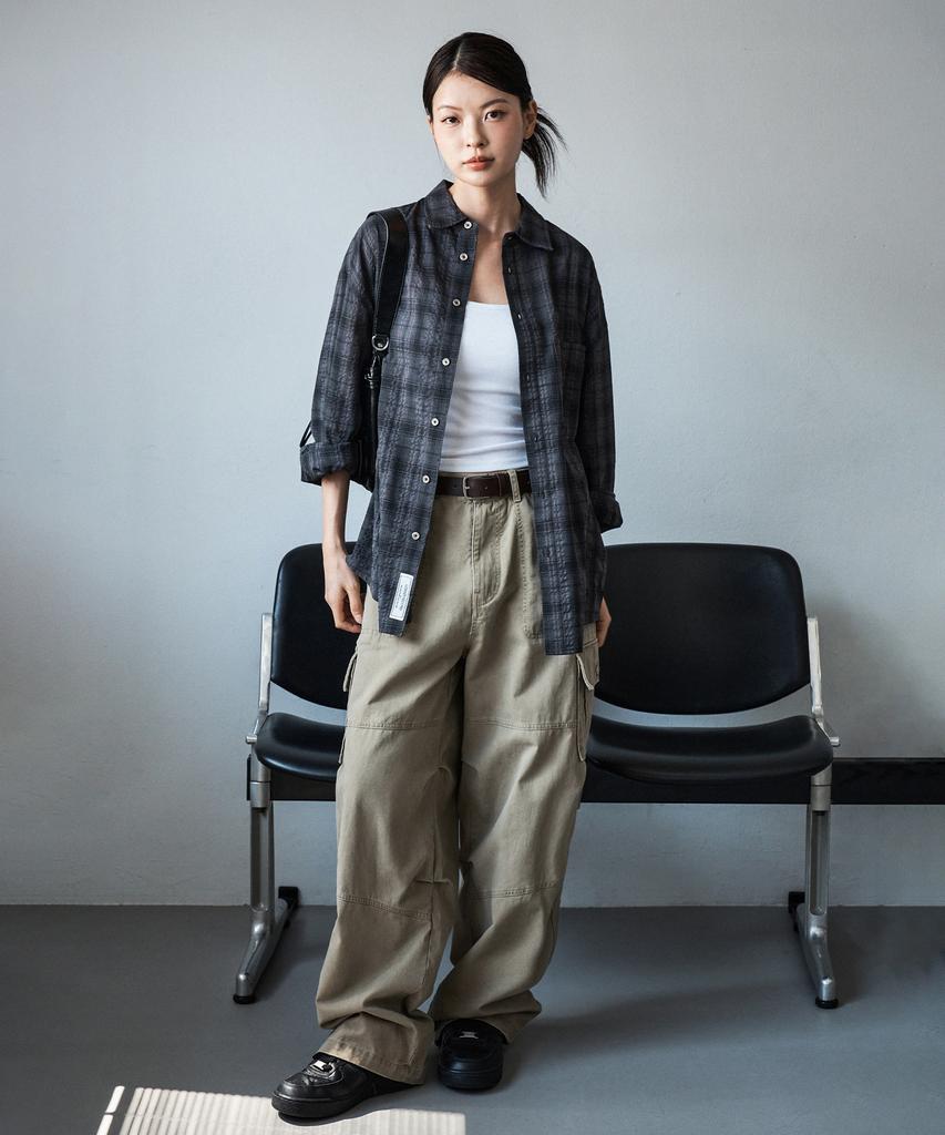 LEMAIN SECOND Check Oversized Shirt [Charcoal]