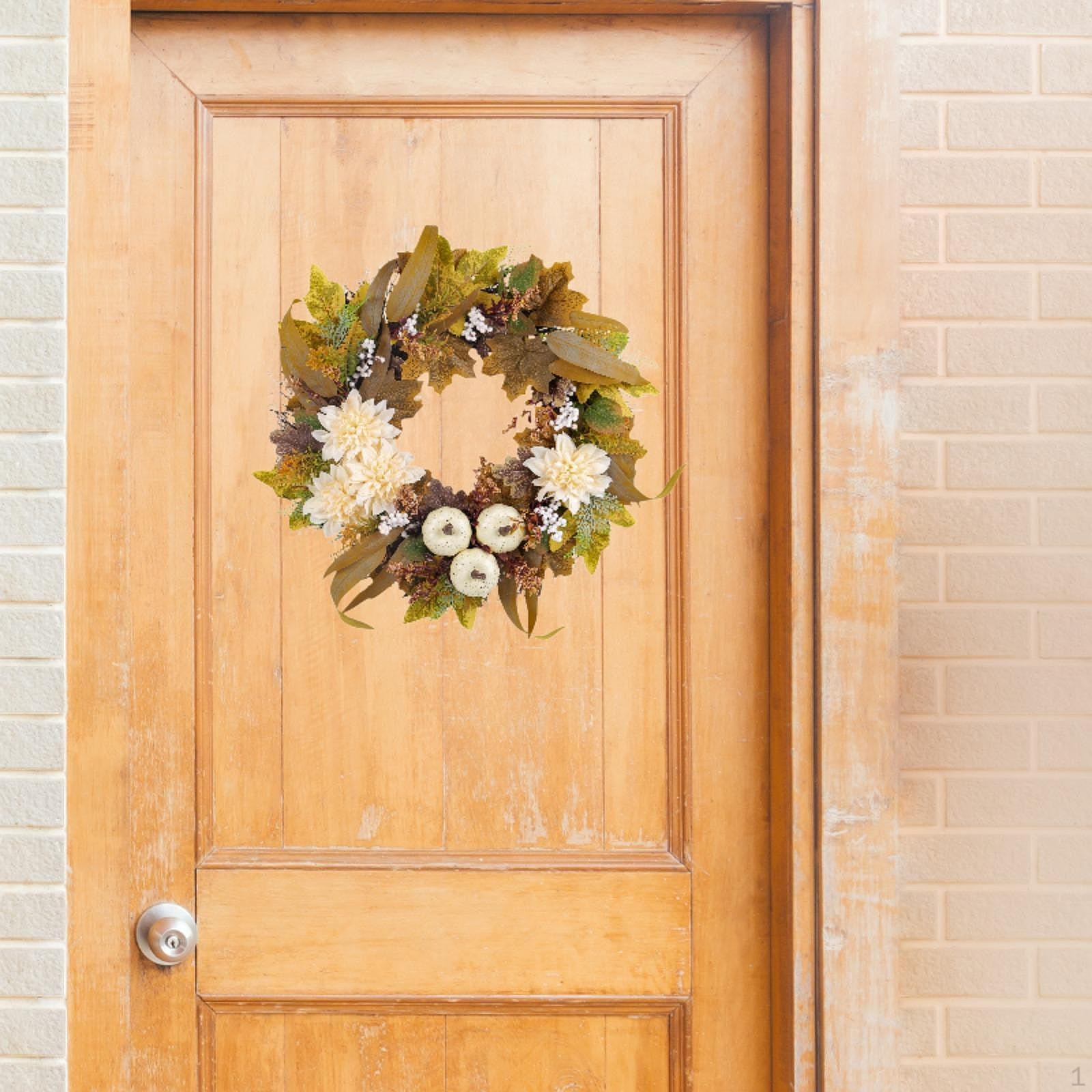 

Artificial Pumpkins Wreath Fall for Front Door Thanksgiving Harvest Fireplace