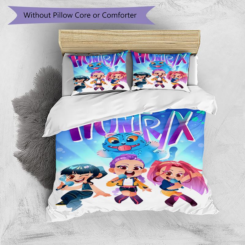 3pcs Kpop Hunter1 pattern bedding set duvet cover set includes duvet cover &pillowcases, perfect all season bedroom decoration & gift