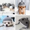 Crocheted Cat Hat Funny Shark Hat Pet with Braided Costume for Halloween Straps Soft Cute Knitted Cats Small Dogs Photography Props