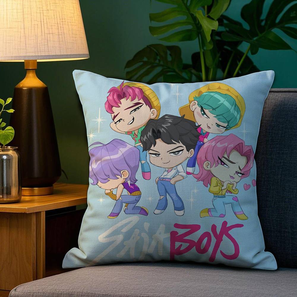 Saja Boys K-Pop Dämonen H-Jäger Kissenbezug Plüschstoff Weich Beidseitiger Druck Sofakissenbezug Wurfkissenbezüge