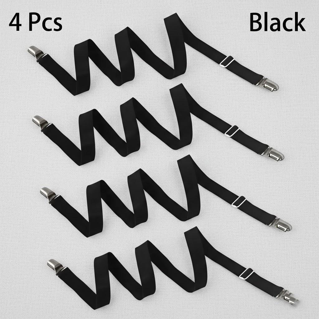 

4PCS Dual Clip Bed Sheet Fasteners Secure Sofa Covers Adjustable Anti-Slip Multi-Purpose Grippers чёрный