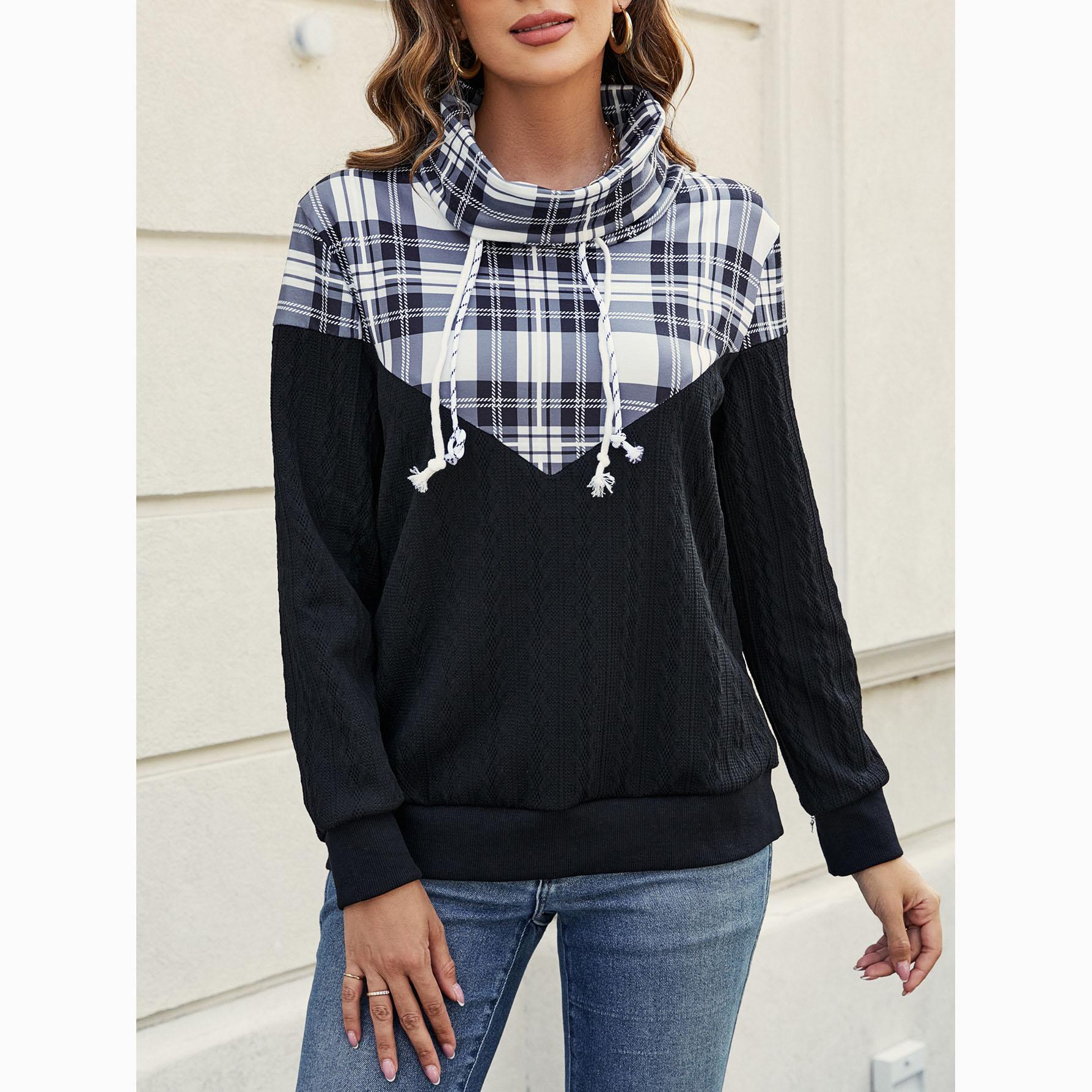 

Осенний женский повседневный трикотажный пуловер с завязками на талии XS чёрный