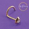 KODY PIERCING 14K GOLD Curved Rod Heart Shape 4mm Adorned with a Zircon