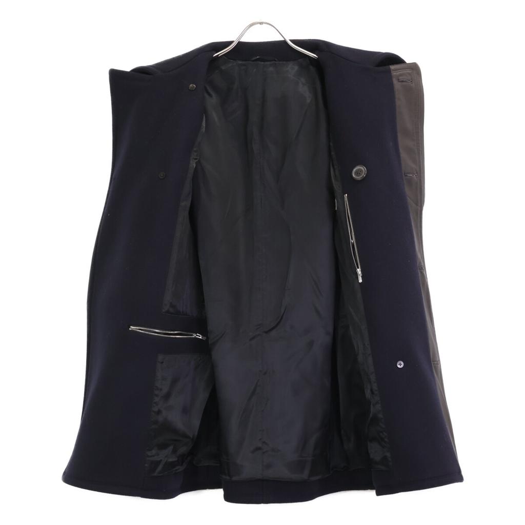 HERMES [Excellent Condition/Domestically Authorized] Lamb Leather Lining Pee coat 44 NavyUsed