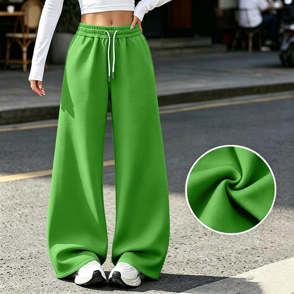Women's Casual Wide Leg Sweatpants with Pockets Lined Drawstring Joggers for or Athletic Wear