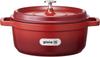 Mannen Gioia 24cm Double-Handled Pot, Induction Compatible, Casserole with Lid, Ideal for Stewing and Curry, Stylish Red, XC-24RE