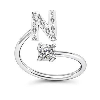 Zirkon Anfangsbuchstabe A-Z Buchstabenringe für Frauen Mädchen Verstellbarer offener Ring Name Alphabet Weiblich Hochzeit Modeschmuck Geschenk