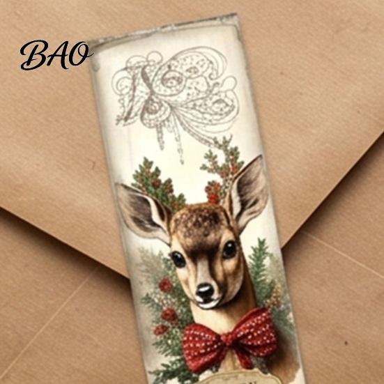 Retro Illustrated Gift Tape Christmas Coated Paper Sealing Sticker, Hand-drawn Santa Claus Snowman Elk Envelope Stickers Design, Decorative