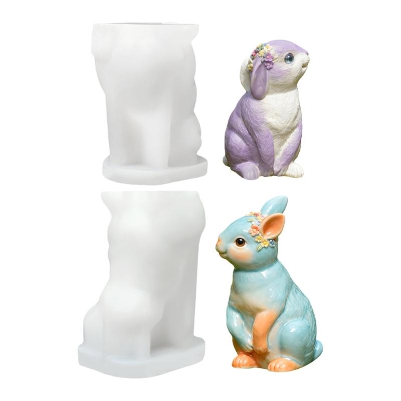 Practical Craft Mold Rabbit Shape Handmade Supplies Ornament Moulds Silicone Texture for Clay Wax and Resin Crafting
