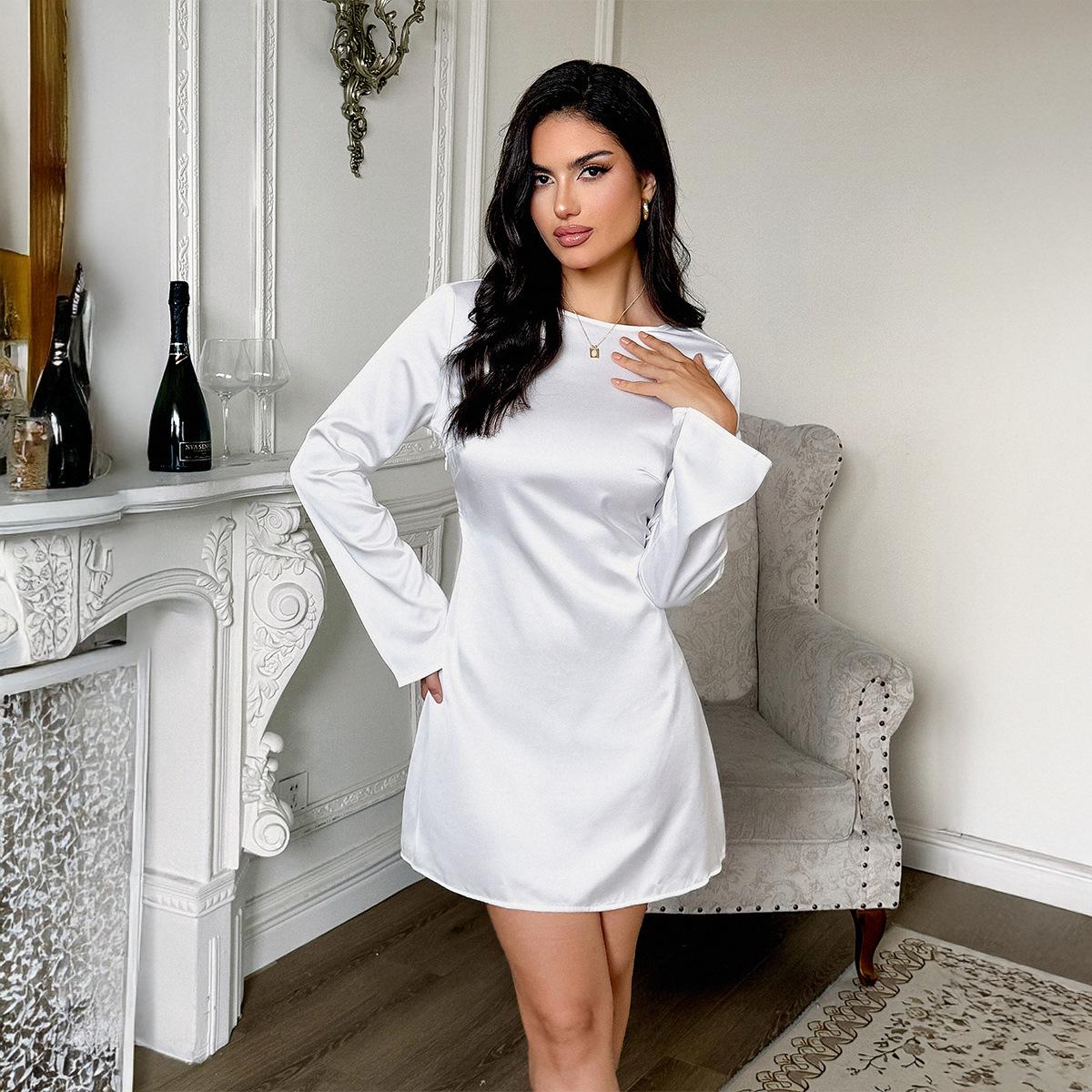 

Элегантное платье макси с длинным рукавом для женщин, Осень/Зима 2025 Extra Large белый