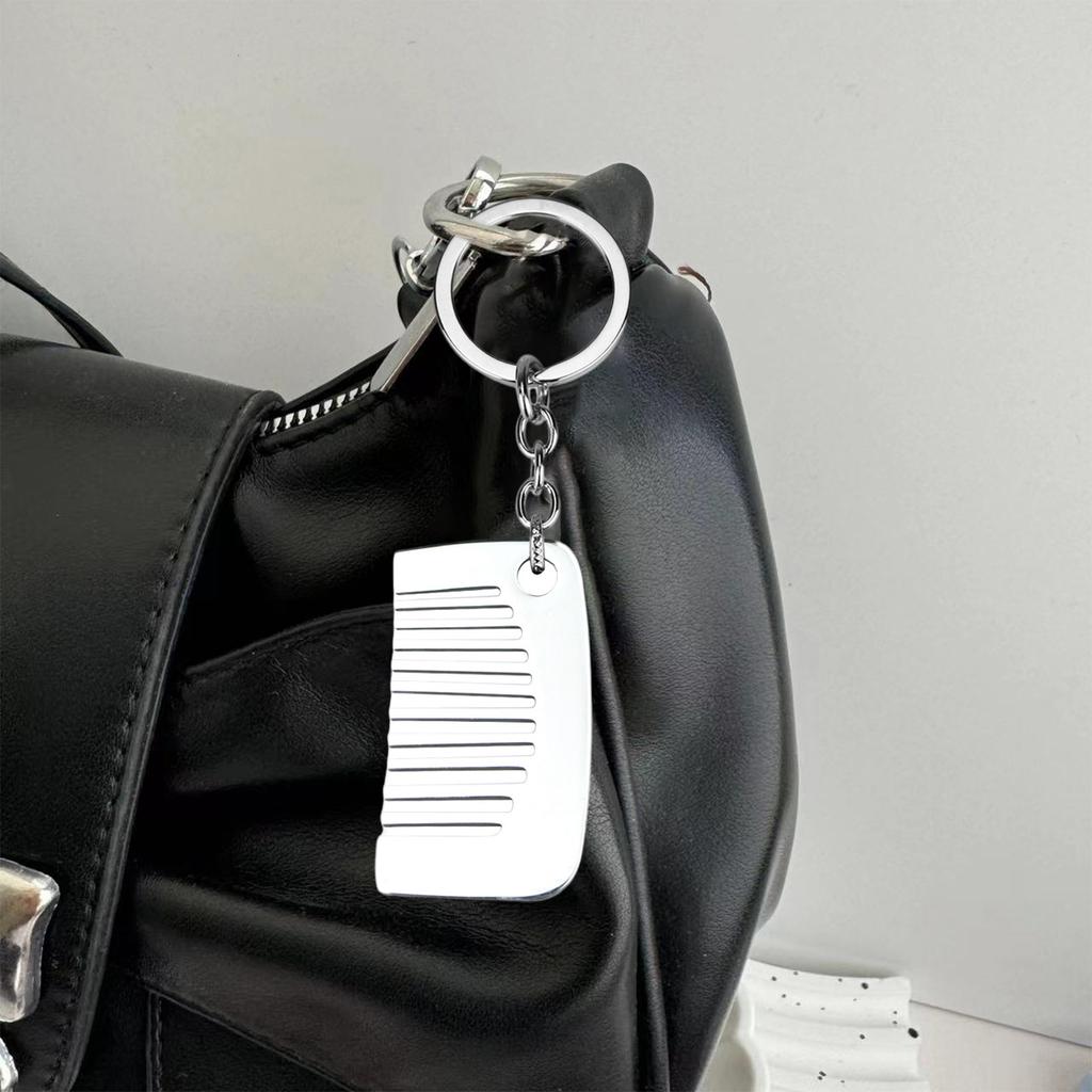 Titaniumstål Miniatyrkam Hänge Nyckelring Resvänlig Hårstylisttillbehör med Nyckelring för Kvinnor