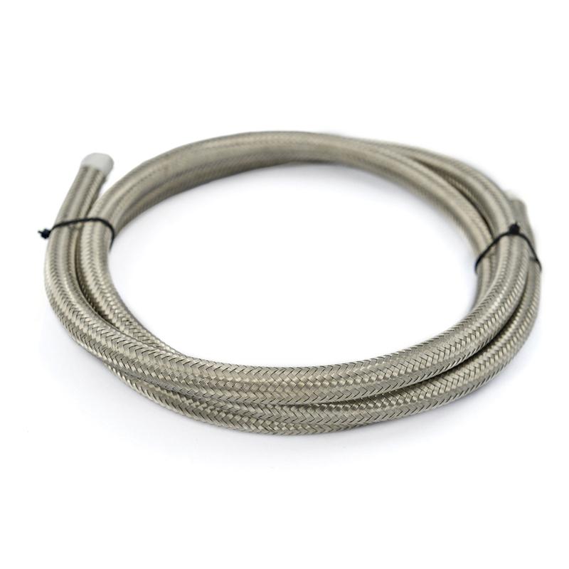 Universal 1M AN Racing Fuel Hose Stainless Steel Braided  Brake Fuel Oil Line AN6 AN8 AN10 Hose Pipe Silver 1M AN8