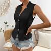 Fashion V-Neck Sleeveless Cardigan Women Suit Shirt Vest V Neck Jacket Slim Fit Office Vests Casual Solid Color Female Tank Top Elegant Clothing