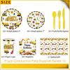 81 Pcs Construction Birthday Party Supplies Decorations Includes Tablecloth, Plates, Napkins, Cups and Tablewares for Boys Kids Construction Tractor
