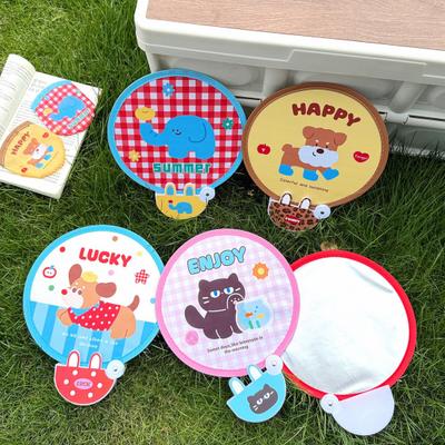 Cartoon Folding Round Fan with Photography Reflector Portable Lightweight Pocket Size Outdoor Travel Camping Summer Handheld Fan