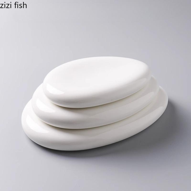 Pebble Shaped Ceramic Dining Plate Serving Plate Dessert Plates Sushi Plates Fruit Bowl Sting Disc Dim Sum Dish Snack Tray