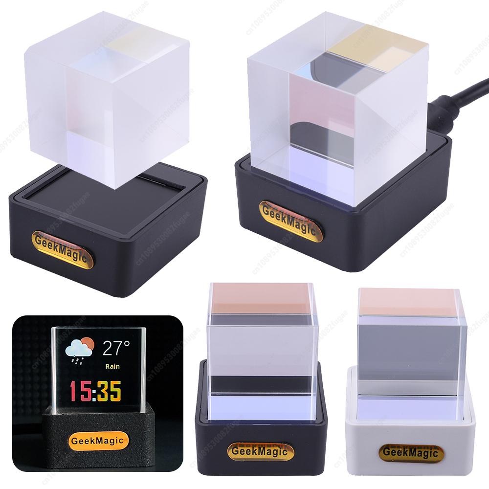 Crystal Cube Photo Display Holographic Desktop Smart Weather Station Digital Clock with GIF Animations Album