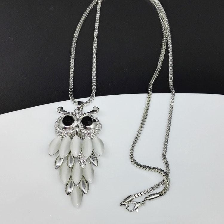 117-4 Owl Sweater Chain Women S European And American Necklace Pendant 1669 серебряный