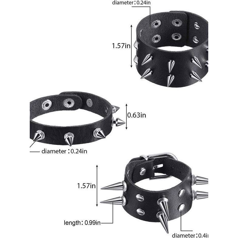 Fashion Fashion Punk Street Shooting Nightclub Square Rivet Spike Bracelet Ins Couple Leather Bracelet Bracelet