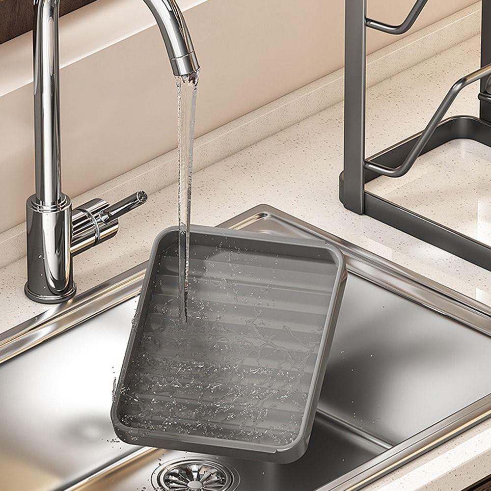 Double Layer Pot Lid Rack Non-slip Large Capacity Pot Lid Organizer Draining Kitchen Storage Rack