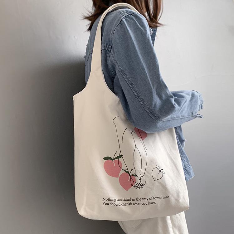 

Orange Korean Canvas Tote Bag for Women - Casual and Stylish