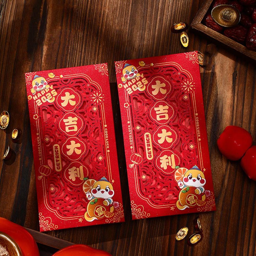 6pcs with Tassel Chinese New Year Red Envelope Hollow Red Packet HongBao  Year of The Snake