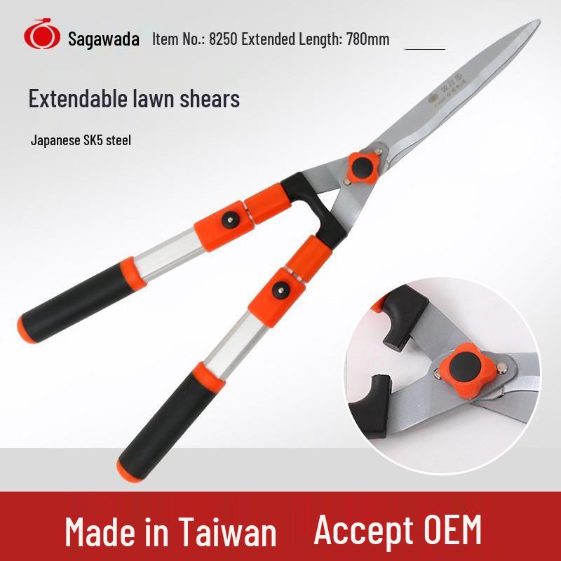 Tian 8250 Telescopic Hedge Trimmer and Lawn Mower - Large Pruning Shears for Garden