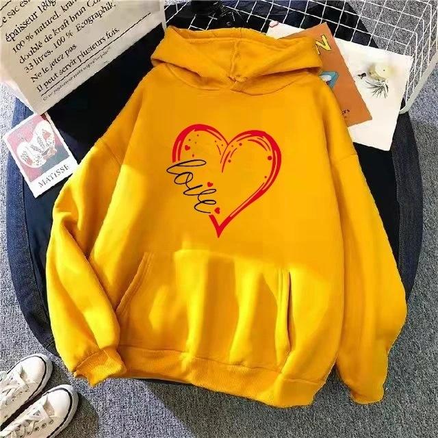 Women Korean Oversized Hoodie  Autumn and Winter New Ladies Loose Fitting Hooded Trend Student Letter Print Sweatshirt
