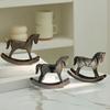 Wooden Rocking Horse Figurine Vintage Wood Carving Pony Statue Sculpture Home Office Desktop Decoration Ornament