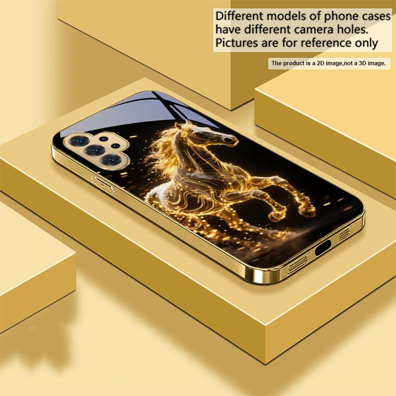 Golden Dragon Totem For Samsung A 31 32 A33 A34 35 14 A15 13 16 25 26 50 52 53 54 55 56 70 71 72 73 Golden Glass Phone Case