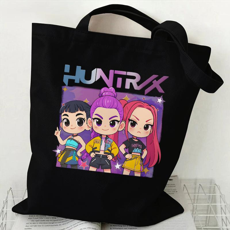 KPOP Demon Hunter Group Printed Canvas Bag Spot Women's Daily Handbag Shopping Bag KTY