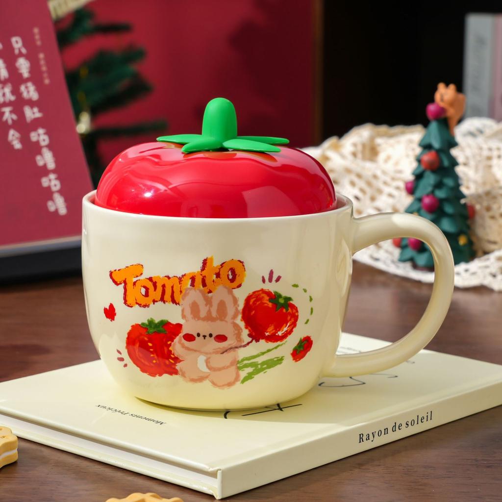 Cute Apple Christmas Ceramic Mug Girl Best Friend Water Cup Gift with Lid Cup Christmas Ceramic Mug