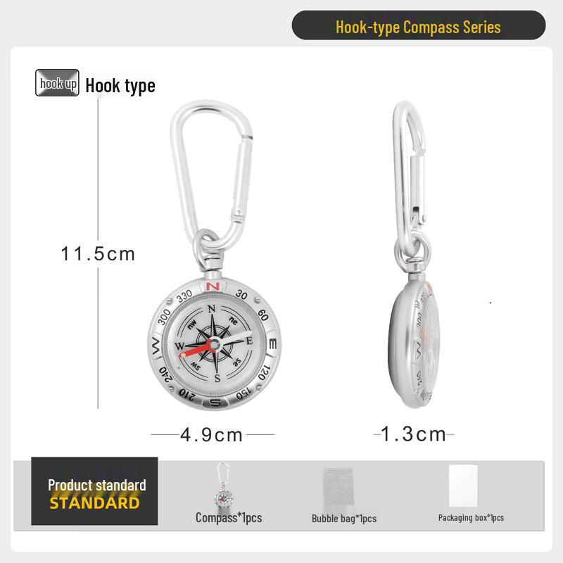 Zinc Alloy Compass Keychain with Hook
