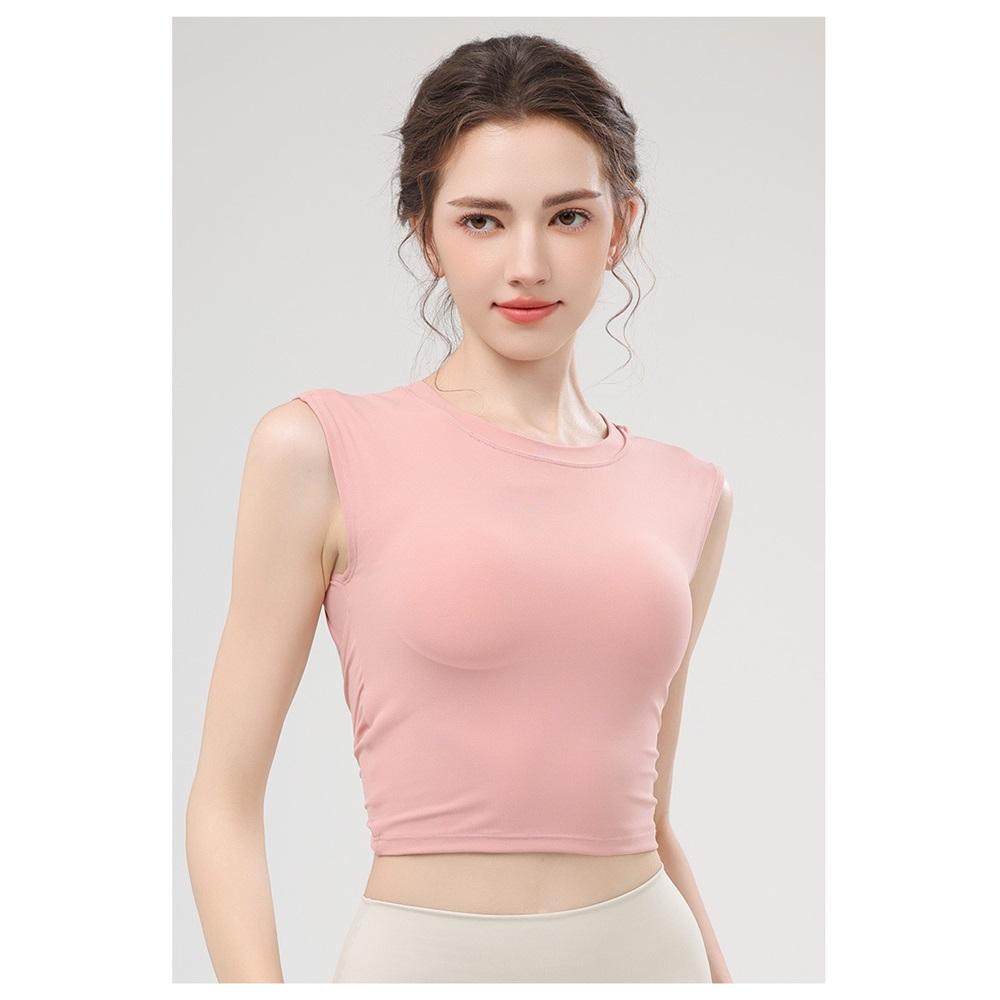 Costum nou de vară pentru yoga, vestă cu cupă pentru piept pentru femei, sport cu mânecă scurtă, spate decupat, top vestă costum yoga cu absorbție a șocurilor
