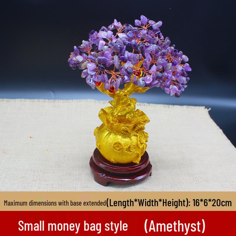 Amethyst Money Tree Ornament: Purple Wealth-Attracting Home Decor Gift