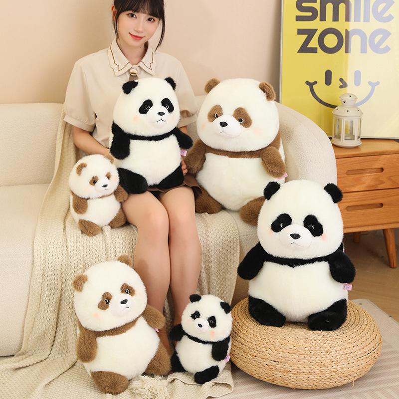 European Mink Bubble Panda Plush Toy Brown Panda Doll Giant Panda Museum Commemorative Doll Gift