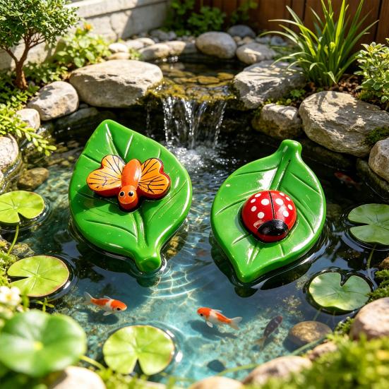5 Pcs Mini Green Leaf Insect Figurine Tiny Ladybug Bee Worm Ornament for Car Interior Office Desk Decor Fairy Garden Micro Landscape