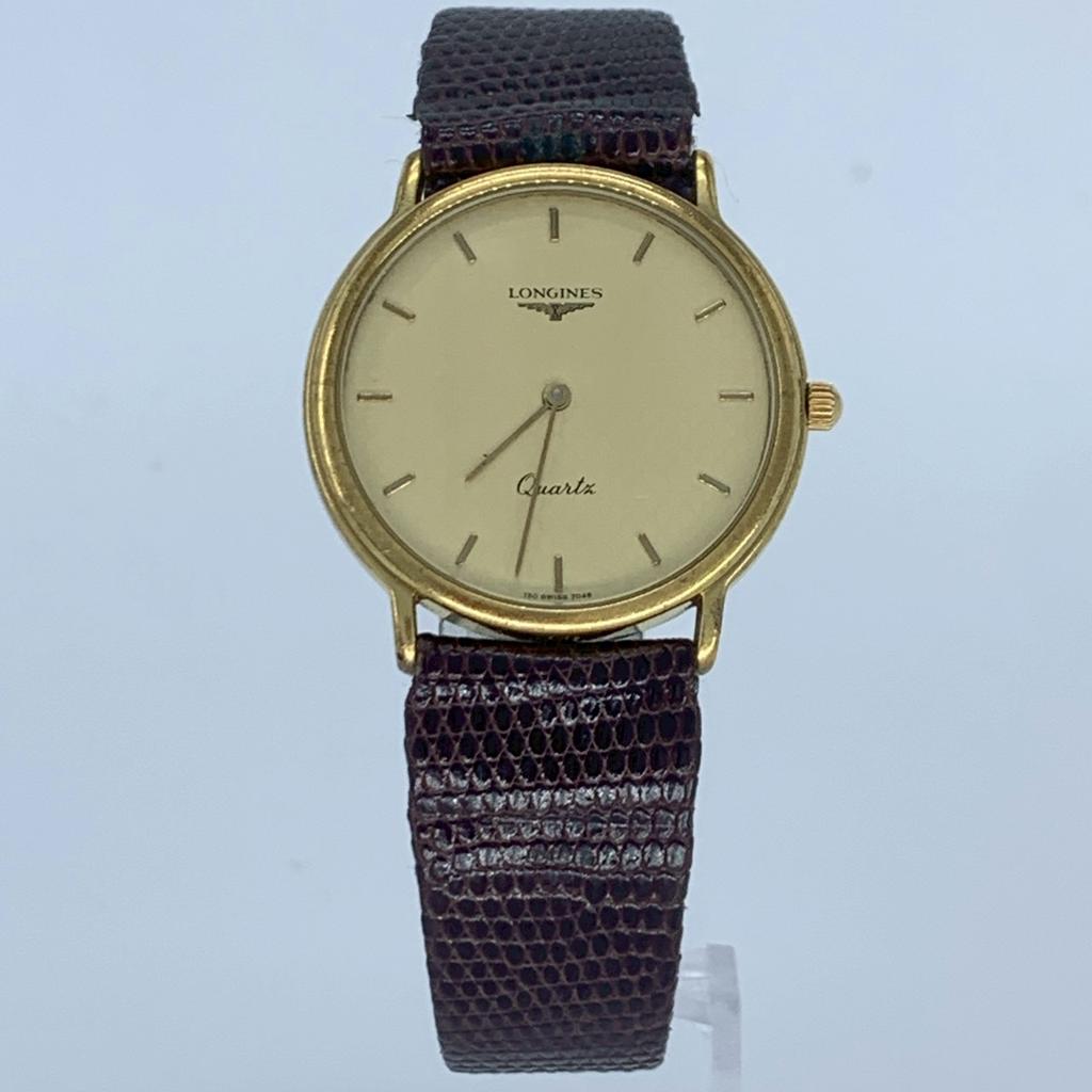 New Batteries Working Good LONGINES Grand Classic L4.637.2 Quartz QZ Battery Powered Men's Watch Champagne Gold Dial Stainless Steel 2-hand Cleaned