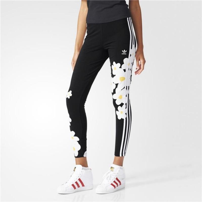 adidas Originals Printed Slim Fit Sports Casual Pants Women Bottoms Black AO3165